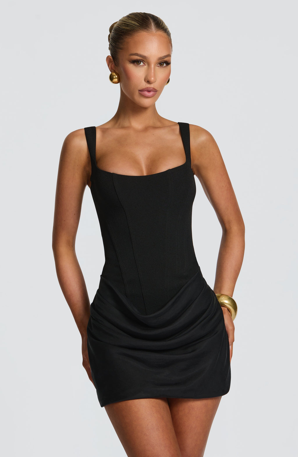 Damen Minikleid eckiger Ausschnitt Rock mit Stäbchen – elegant für den Abend | Suri