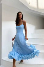 Damen Midikleid figurbetont mit Rüschen – elegantes Cocktailkleid für Abendveranstaltung & festliche Anlässe | Georgina