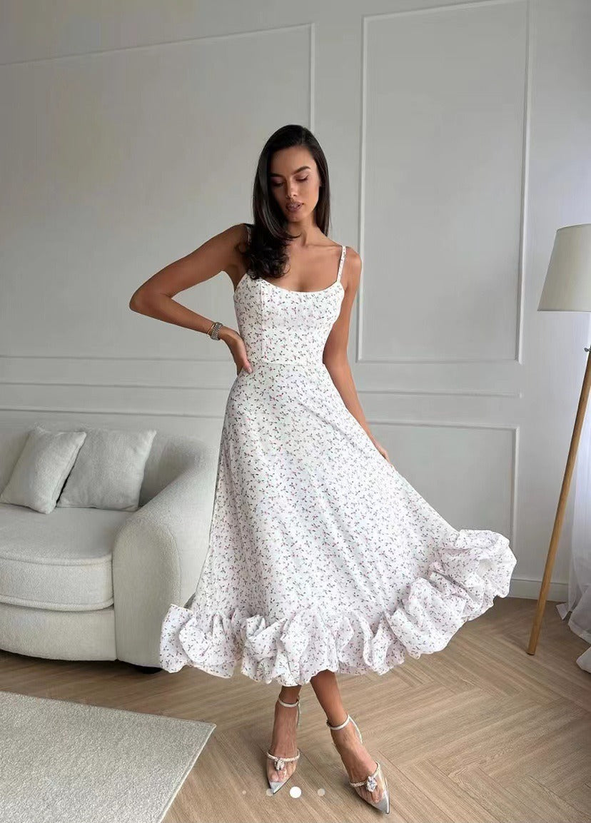 Damen Midikleid figurbetont mit Rüschen – elegantes Cocktailkleid für Abendveranstaltung & festliche Anlässe | Georgina