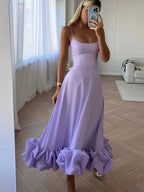 Damen Midikleid figurbetont mit Rüschen – elegantes Cocktailkleid für Abendveranstaltung & festliche Anlässe | Georgina