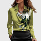 Damen Bluse fließend mit Plissee-Ausschnitt – elegant für Büro & Alltag | Kaya