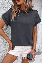 Damen T-Shirt Kurzarm Streifen gerippt Rundhals – zeitloser Alltagsbegleiter | Cleo