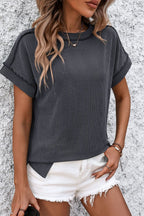 Damen T-Shirt Kurzarm Streifen gerippt Rundhals – zeitloser Alltagsbegleiter | Cleo
