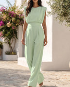 Damen Jumpsuit weites Bein tailliert mit Taschen – elegant für Alltag & Anlässe | Nadia