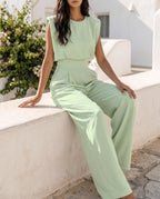 Damen Jumpsuit weites Bein tailliert mit Taschen – elegant für Alltag & Anlässe | Nadia