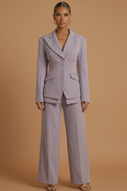 Damen Hosenanzug Spitzrevers taillierter Blazer weite Hose – formell elegant | Pia