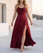 Damen Maxikleid mit Beinschlitz fließend – elegant für besondere Anlässe | Saga
