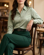 Women's Long Sleeve Button-Up Blouse – Classic Collared Shirt for Office & Everyday | Birgit