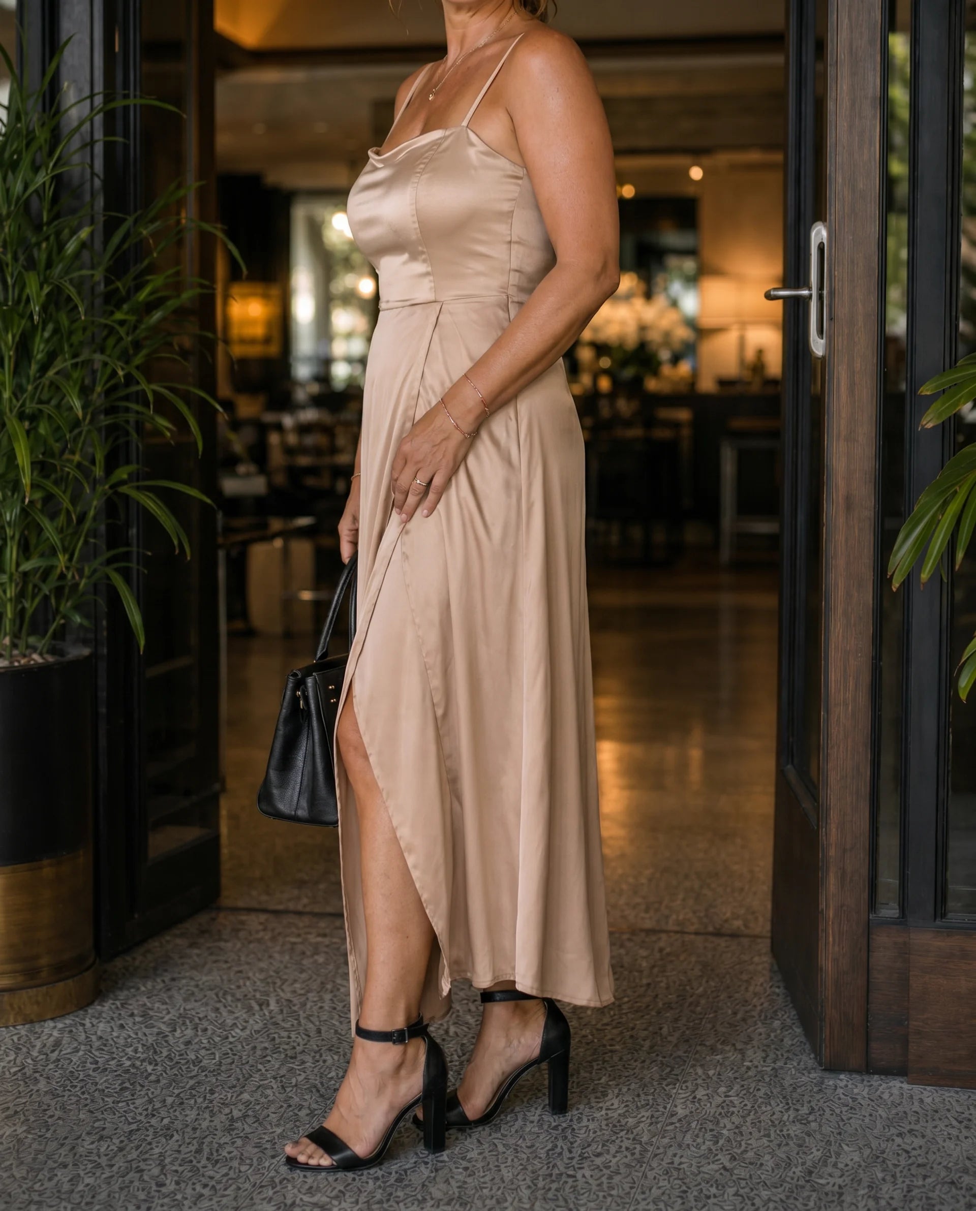 Women's Sleeveless Dress – Smooth Cut with Visible Slit | Sylvie
