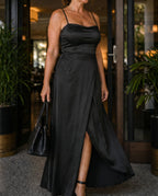 Women's Sleeveless Dress – Smooth Cut with Visible Slit | Sylvie