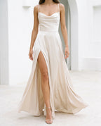Damen Maxikleid figurbetont – fließende Silhouette mit Beinschlitz | Saga