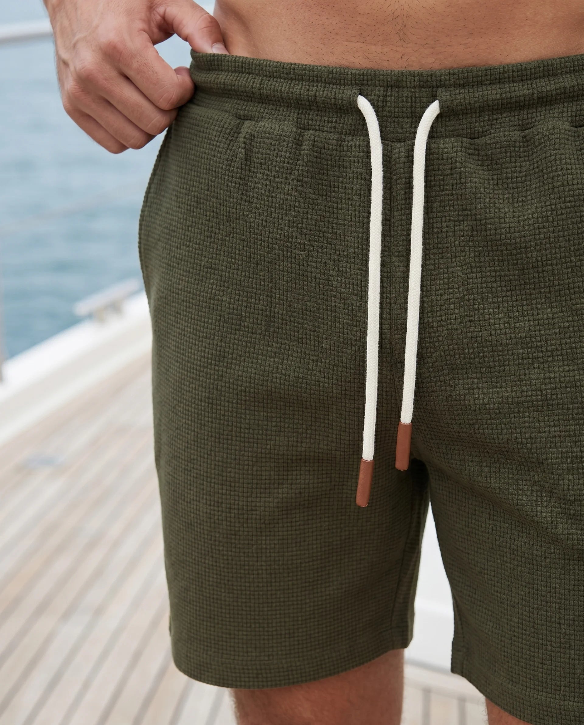 Herren Waffelstrick Sweatshorts – mit Kordelzug & elastischem Bund | Arlo