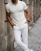Herren Poloshirt Slim Fit mit V-Kragen – Geripptes Sommer-Polo für Freizeit & Alltag | Kai