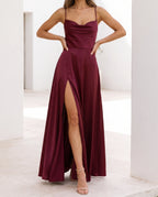 Damen Maxikleid figurbetont – fließende Silhouette mit Beinschlitz | Saga