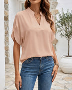 Women's V-Neck Blouse – Elegant & Flowy for Work & Everyday | Faye