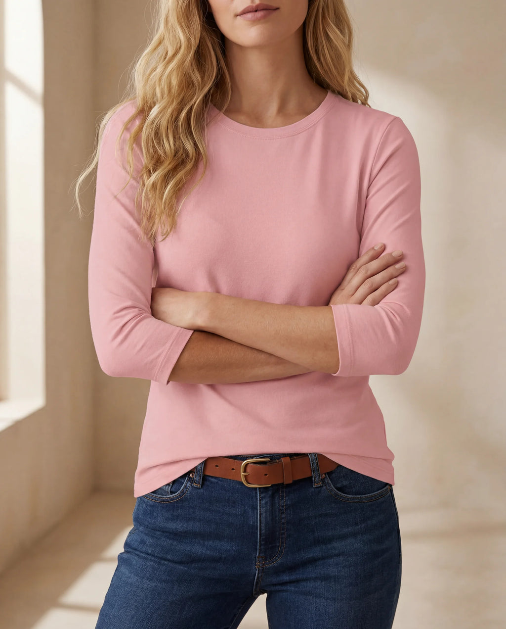 Damen Bluse 3/4-Arm Rundhals entspannte Passform – bequem für jeden Anlass | Thea