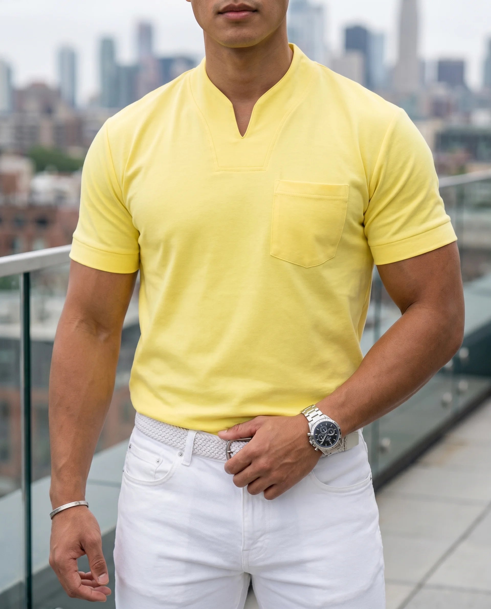 Herren Polo V-Ausschnitt Kurzarm – Tailliertes Basic für Freizeit & Alltag | Jonas