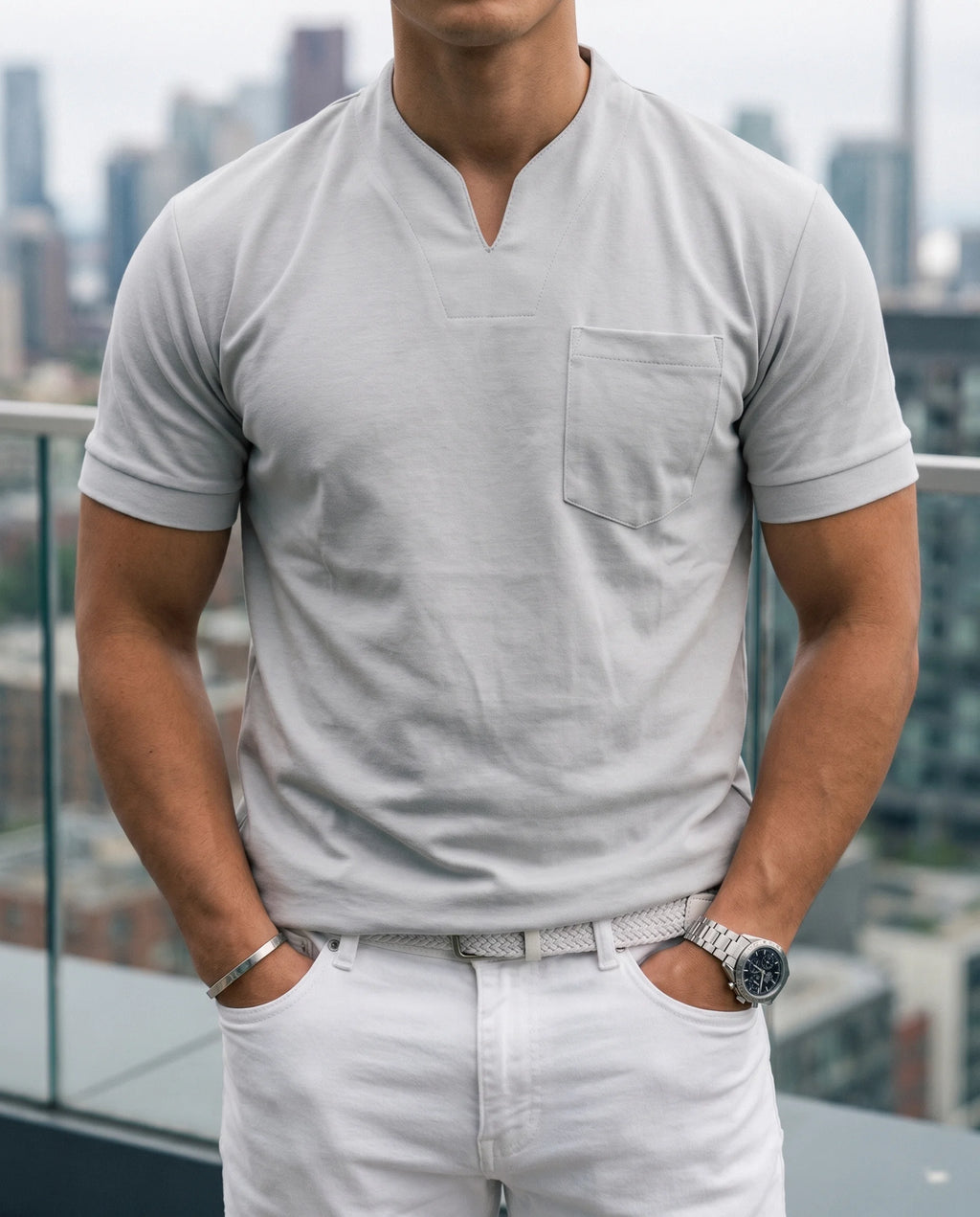 Herren Polo V-Ausschnitt Kurzarm – Tailliertes Basic für Freizeit & Alltag | Jonas