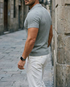 Herren Poloshirt Slim Fit mit V-Kragen – Geripptes Sommer-Polo für Freizeit & Alltag | Kai
