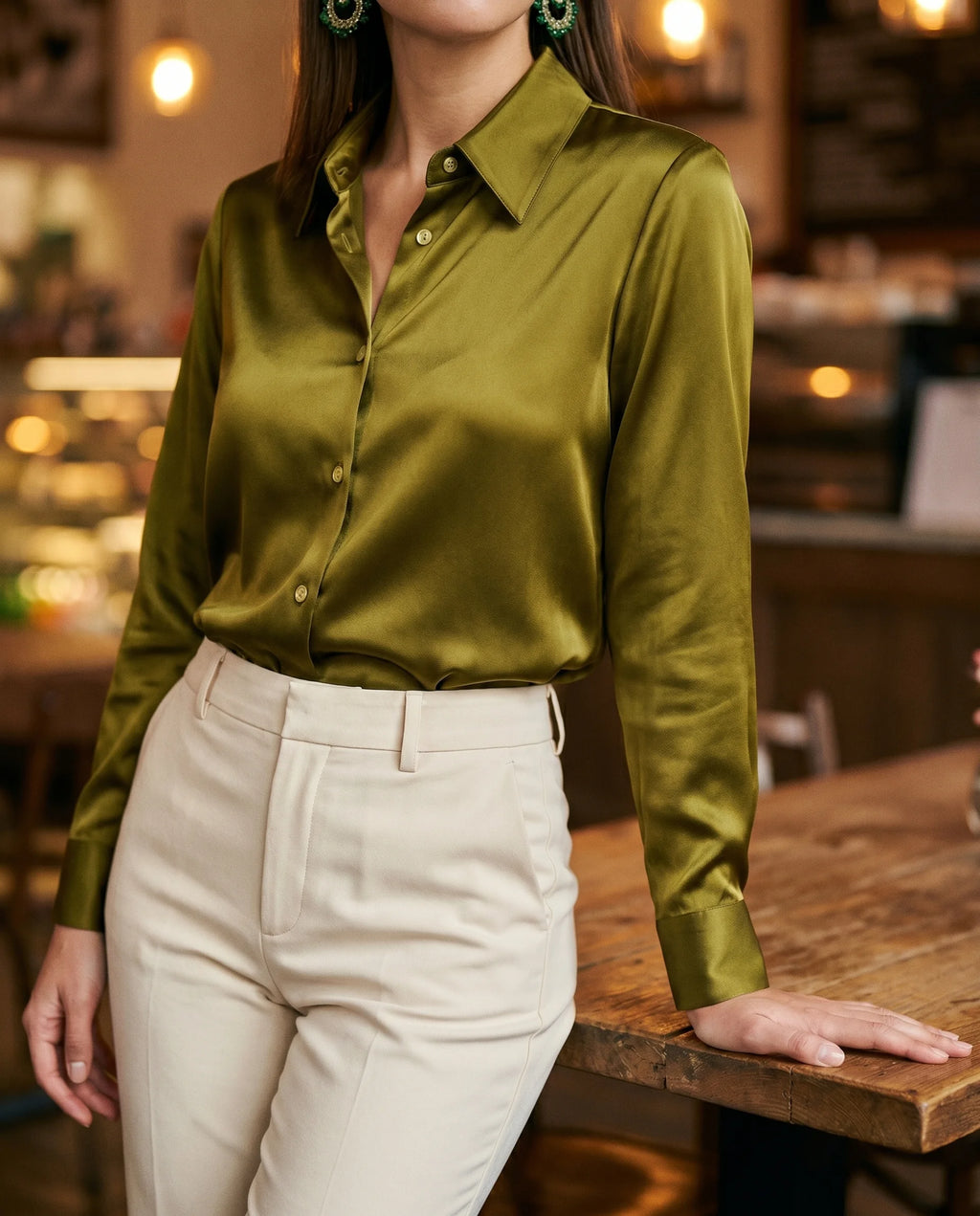 Women's Long Sleeve Button-Up Blouse – Classic Collared Shirt for Office & Everyday | Birgit