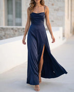 Damen Maxikleid mit Beinschlitz fließend – elegant für besondere Anlässe | Saga