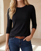 Damen Bluse 3/4-Arm Rundhals entspannte Passform – bequem für jeden Anlass | Thea