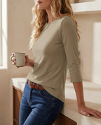 Damen Bluse 3/4-Arm Rundhals entspannte Passform – bequem für jeden Anlass | Thea