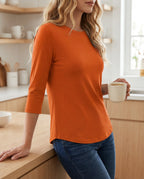Damen Bluse 3/4-Arm Rundhals entspannte Passform – bequem für jeden Anlass | Thea
