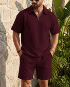 Herren Set Poloshirt & Shorts mit Waffelstruktur – Lässiges Sommer-Outfit für Freizeit | Theo