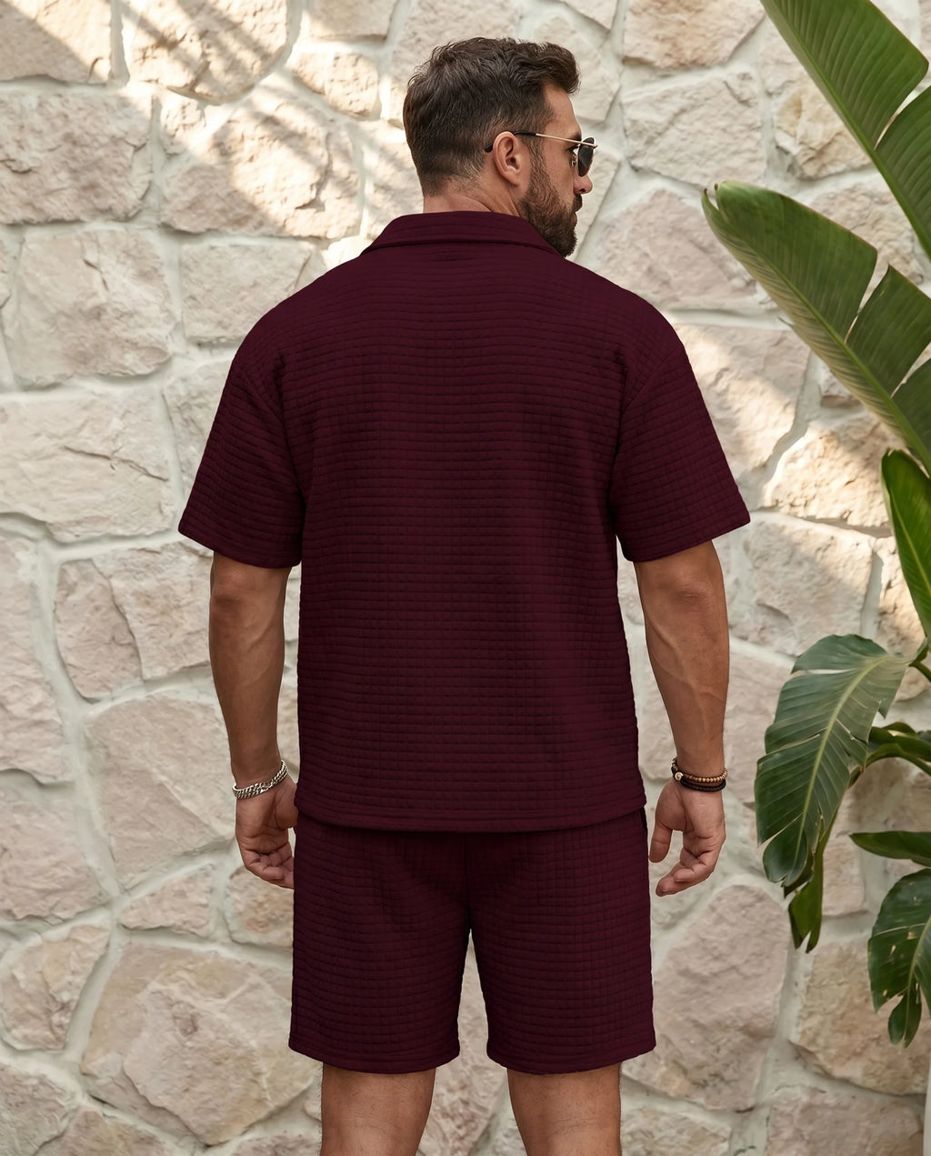 Herren Set Poloshirt & Shorts mit Waffelstruktur – Lässiges Sommer-Outfit für Freizeit | Theo