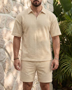 Herren Set Poloshirt & Shorts mit Waffelstruktur – Lässiges Sommer-Outfit für Freizeit | Theo
