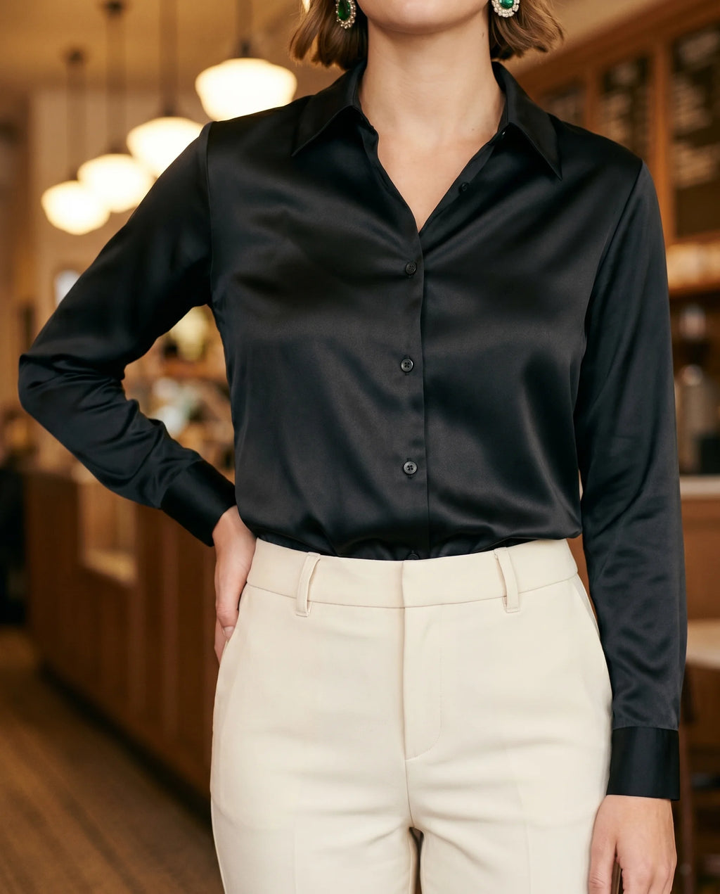 Women's Long Sleeve Button-Up Blouse – Classic Collared Shirt for Office & Everyday | Birgit