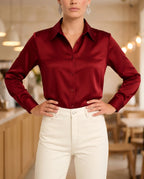 Women's Long Sleeve Button-Up Blouse – Classic Collared Shirt for Office & Everyday | Birgit