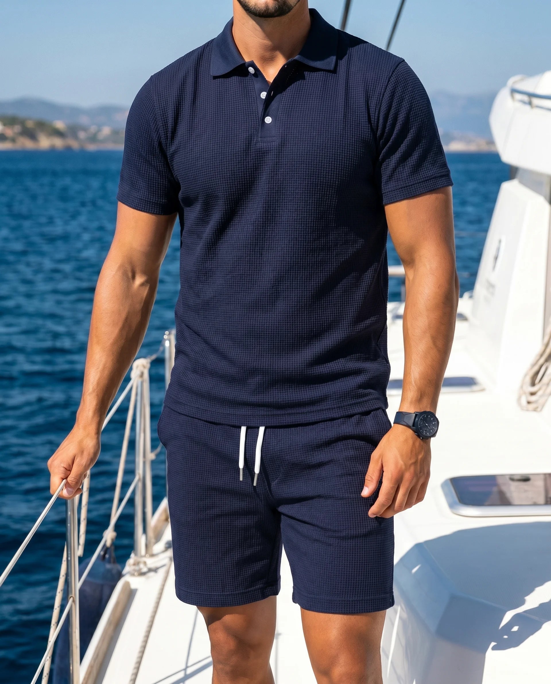 Herren Set Poloshirt & Shorts – Modisches bequemes Sommer-Outfit für warme Tage | Elias