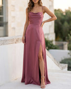 Damen Maxikleid mit Beinschlitz fließend – elegant für besondere Anlässe | Saga