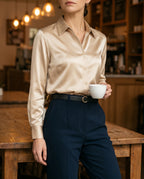 Women's Long Sleeve Button-Up Blouse – Classic Collared Shirt for Office & Everyday | Birgit