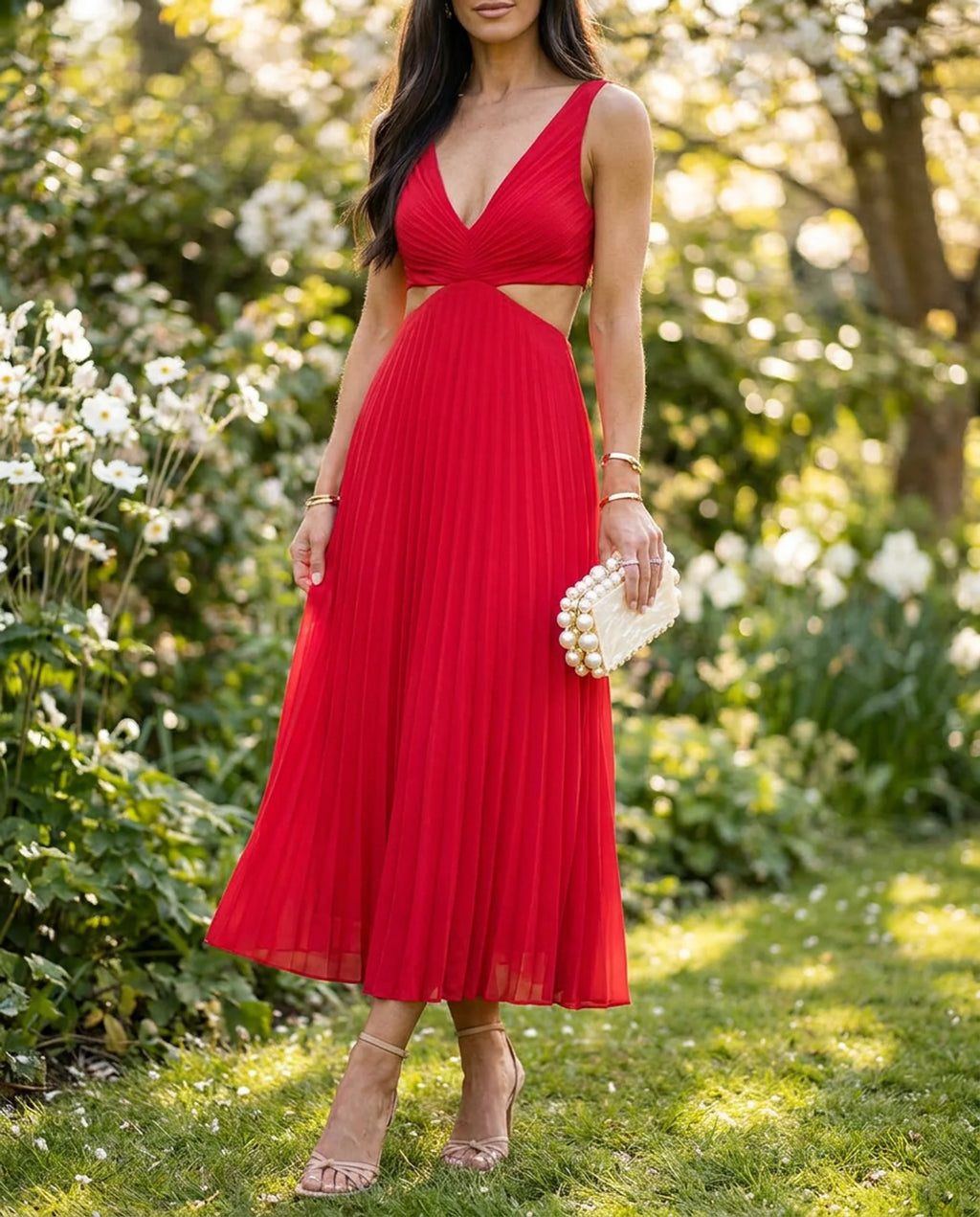 Damen Maxikleid fließend Drapierung – Festliches Hochzeitsgast-Kleid für besondere Anlässe | Rhea