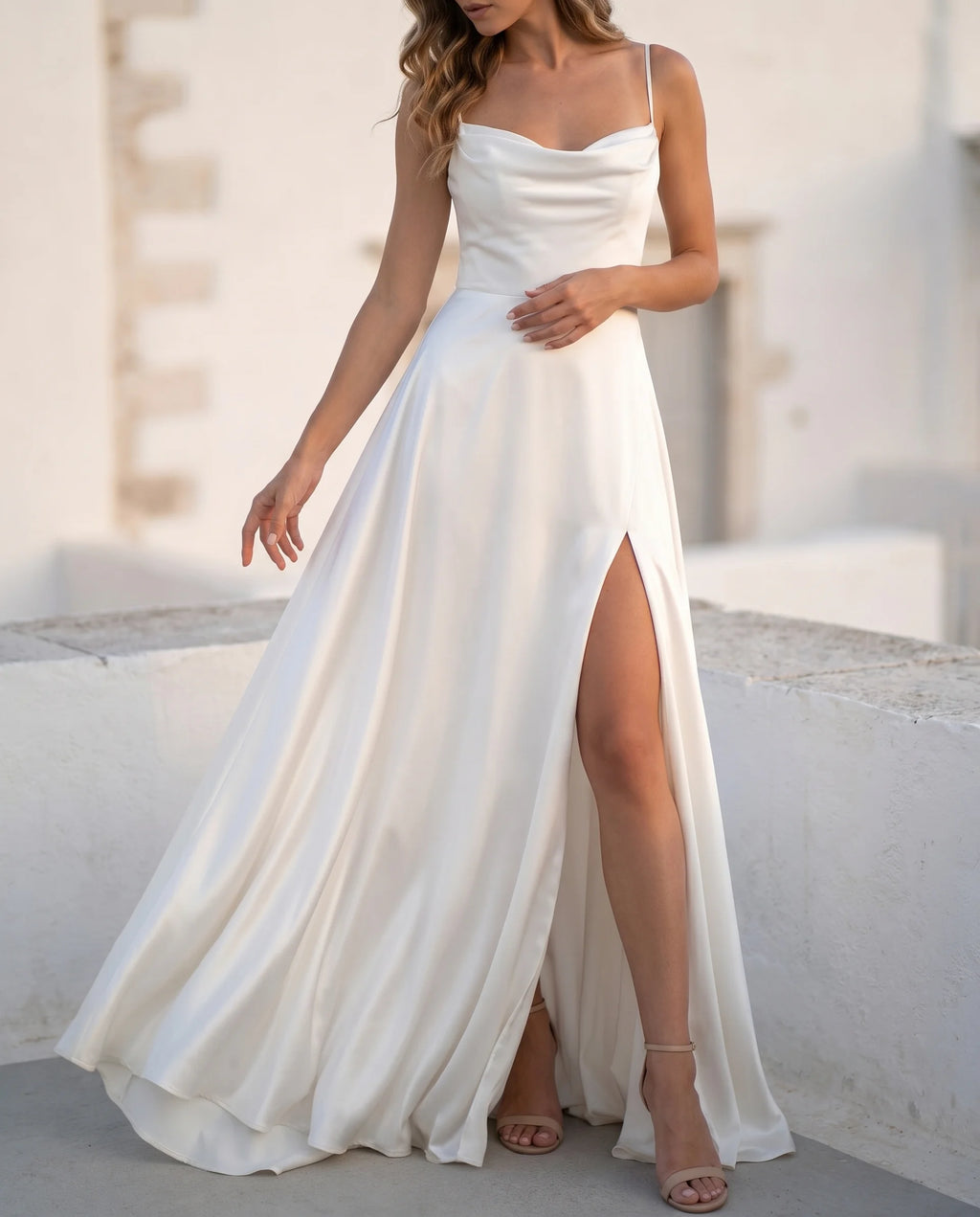 Damen Maxikleid mit Beinschlitz fließend – elegant für besondere Anlässe | Saga