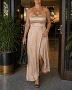 Women's Sleeveless Dress – Smooth Cut with Visible Slit | Sylvie