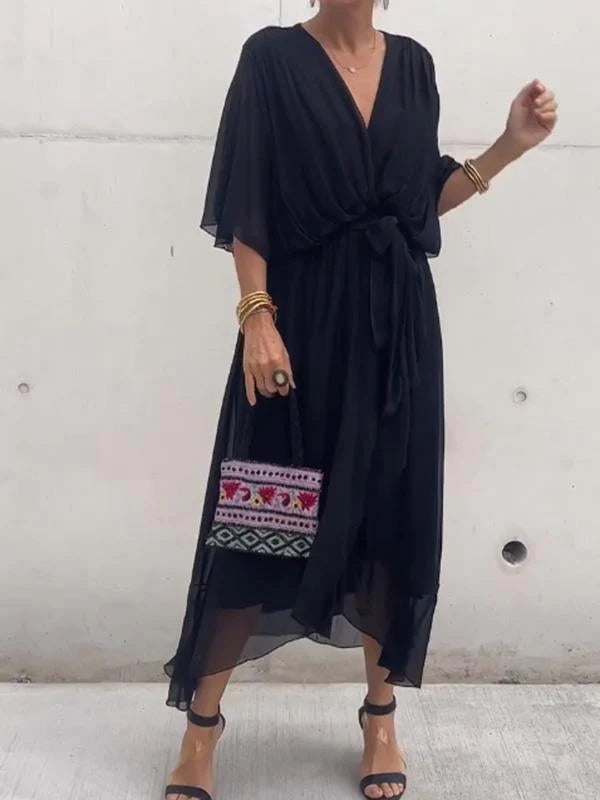 Damen Maxikleid V-Ausschnitt fließend tailliert – feminin-elegant für Hochzeiten und Abendveranstaltungen | Charlotte
