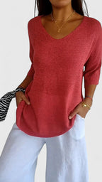Damen Bluse V-Ausschnitt knitterfrei – komfortabel für Büro & Alltag | Isla