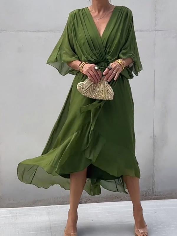 Damen Maxikleid V-Ausschnitt fließend tailliert – feminin-elegant für Hochzeiten und Abendveranstaltungen | Charlotte