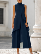 Women's Set Sleeveless – Asymmetric Layered Top with Wide-Leg Pants | Ginevra