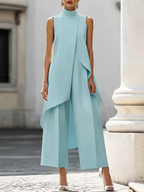 Women's Set Sleeveless – Asymmetric Layered Top with Wide-Leg Pants | Ginevra