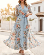 Damen Midikleid V-Ausschnitt fließend ausgestellt – vielseitig für Alltag & festliche Anlässe | Sylvie