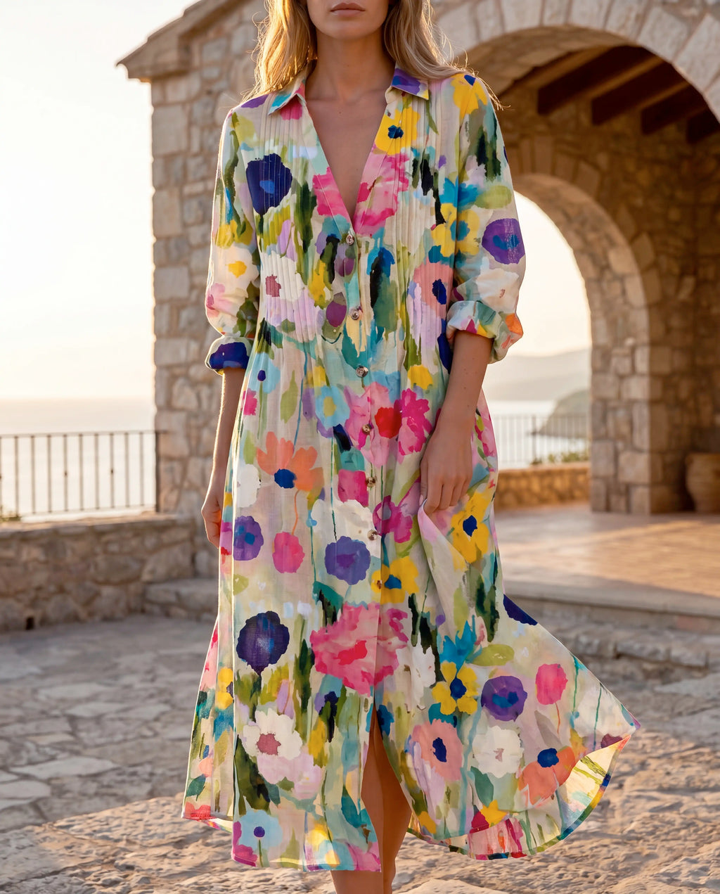 Damen Maxikleid Boho – floraler Print mit fließendem Fall | Magnolia
