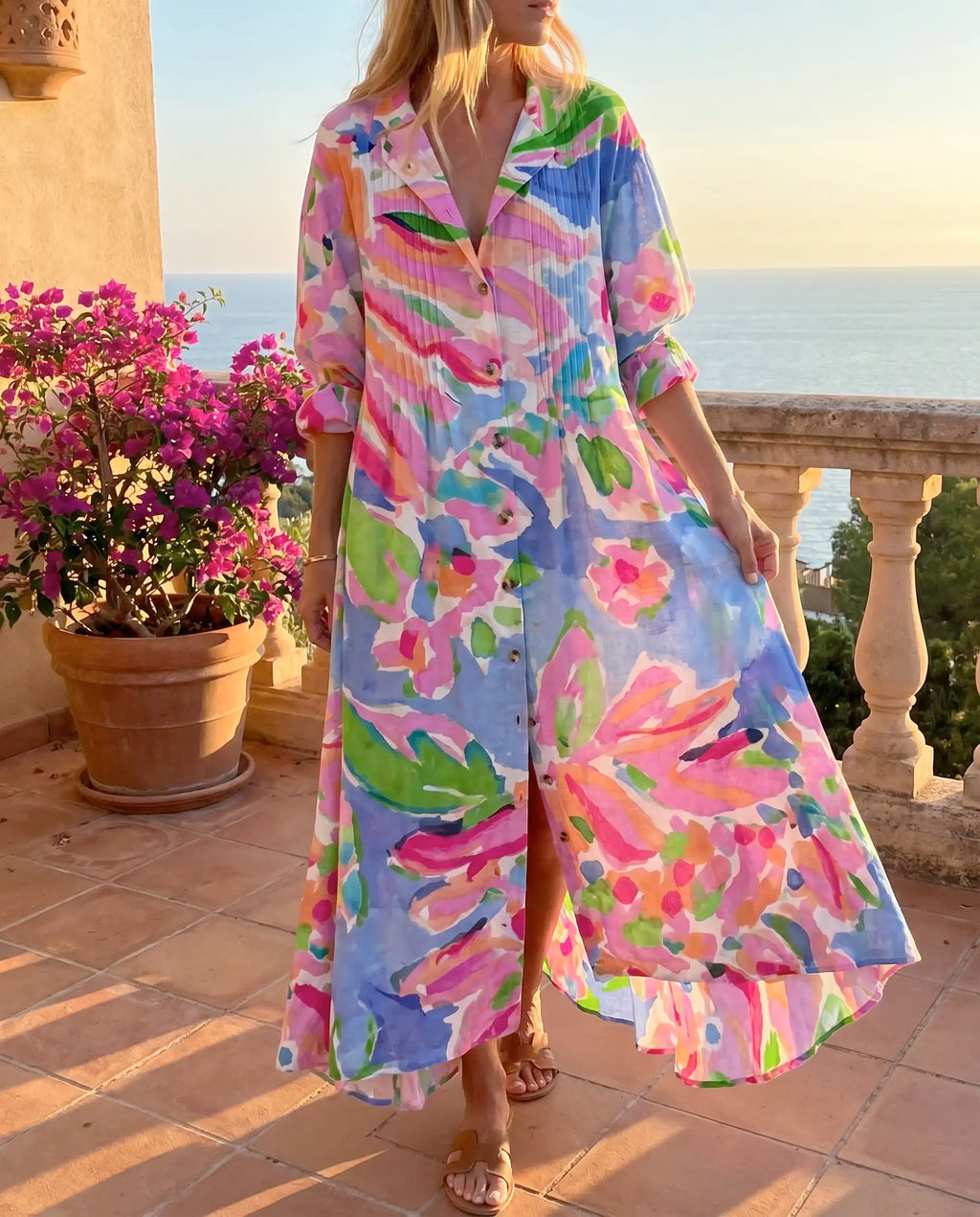Damen Maxikleid Boho – floraler Print mit fließendem Fall | Magnolia