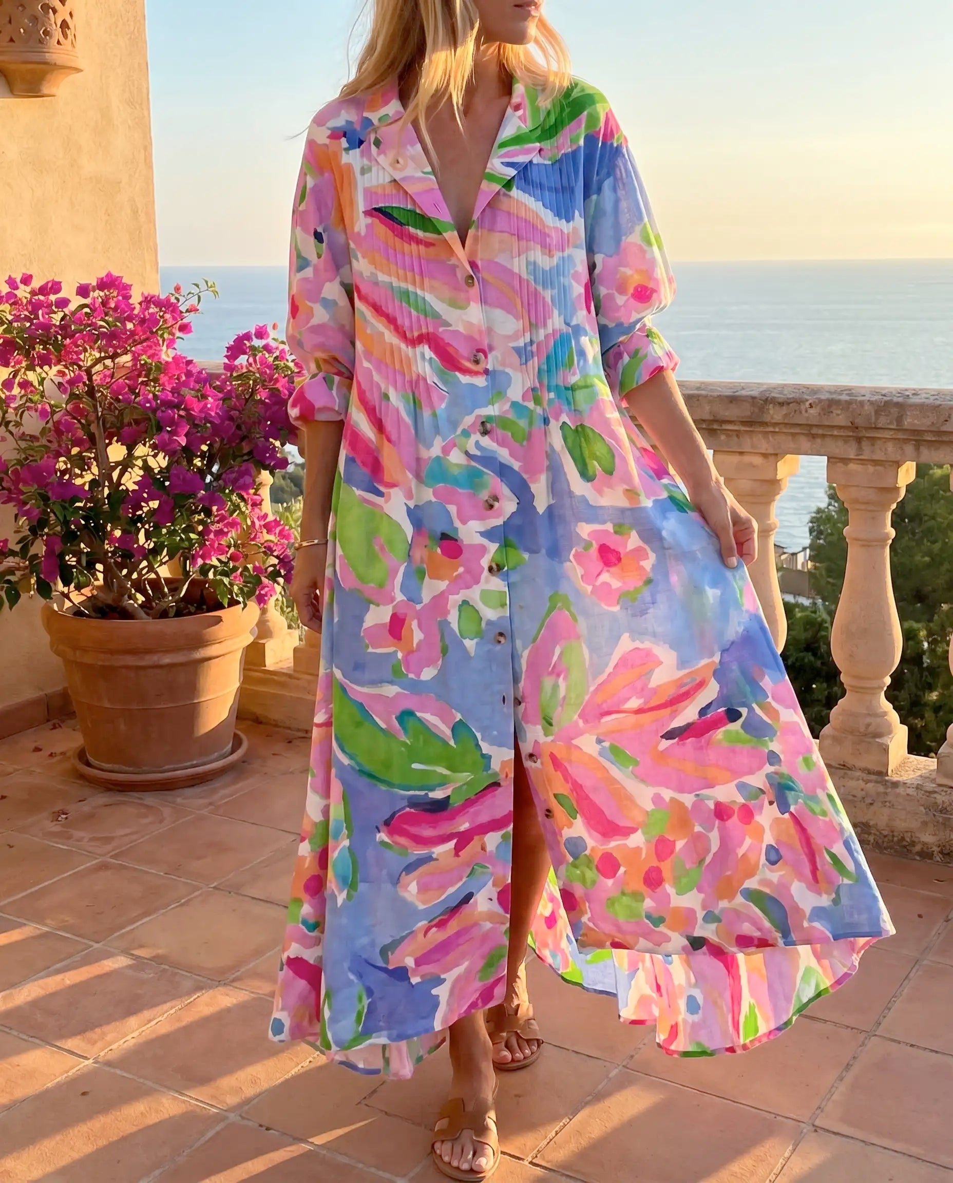 Damen Maxikleid Boho – floraler Print mit fließendem Fall | Magnolia