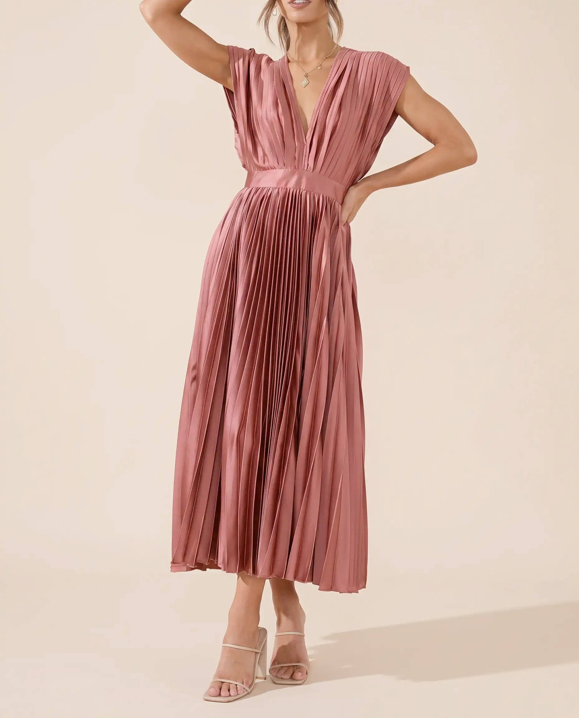 Damen Maxikleid plissiert fließend – Sommerhochzeit & Abend | Grace