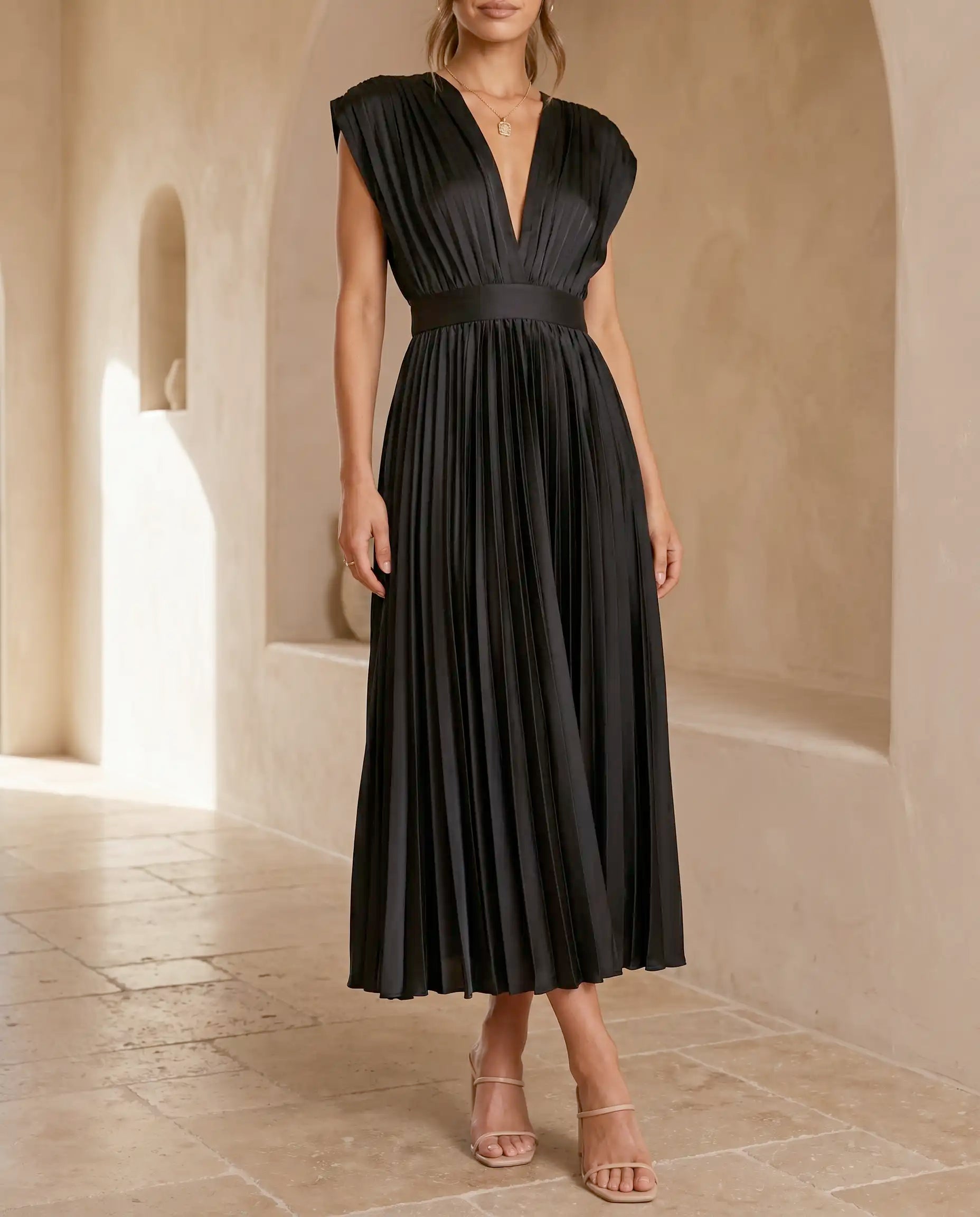 Damen Maxikleid plissiert fließend – Sommerhochzeit & Abend | Grace